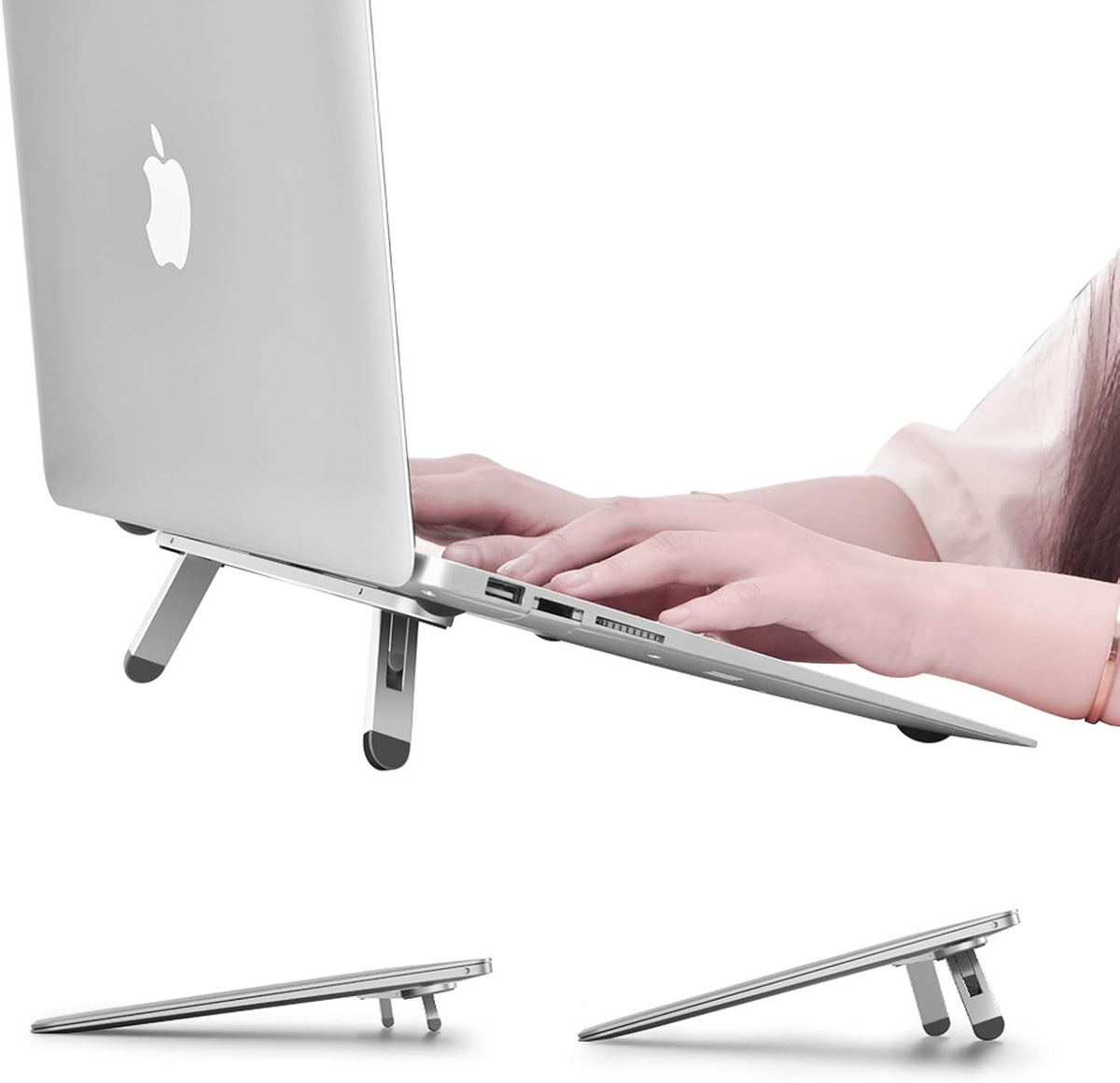 Aluminum Adhesive Laptop Cooling Riser, Foldable for Travel Office