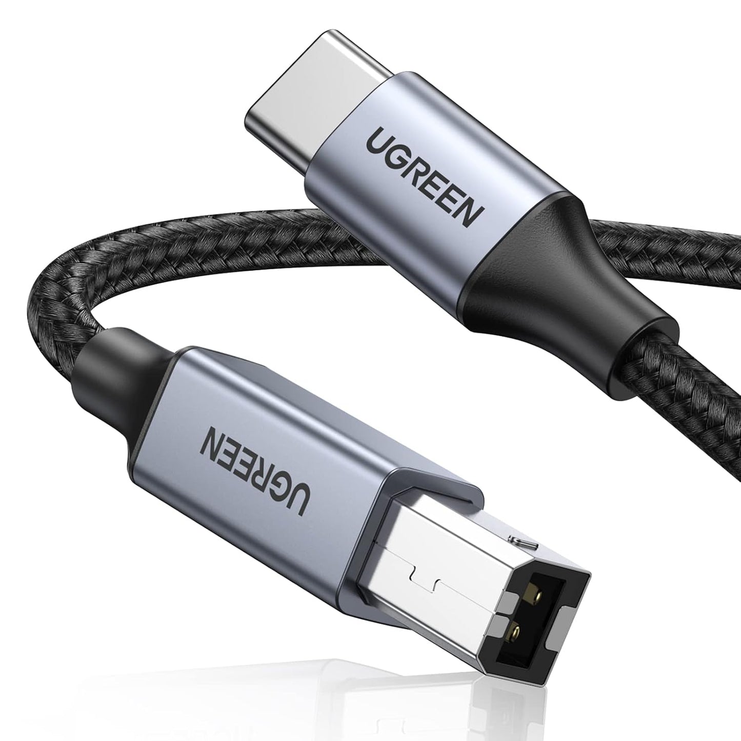 UGREEN USB-B to USB-C Cable 6.6FT, Nylon Braided for Printer & MIDI | USB-B to USB-C, Printer Cable, USB 2.0 480Mbps, Nylon Braided, Plug & Play, Printer, MIDI Keyboard, DAC Compatible