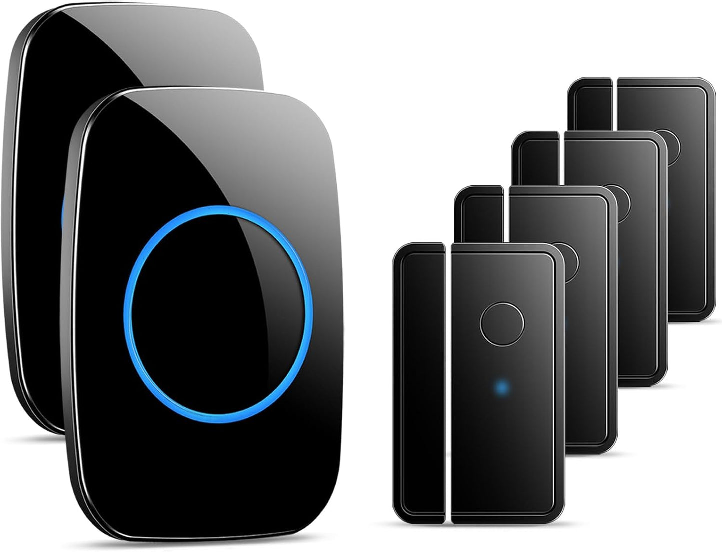 Door Chime When Door Opens, FullHouse Door Sensor Wireless Entry Alarm with 1000ft Range, 60 Chimes and 5 Volume Levels for Business/Store/Home/Office (Black, 5 Sensor + 3 Receiver)