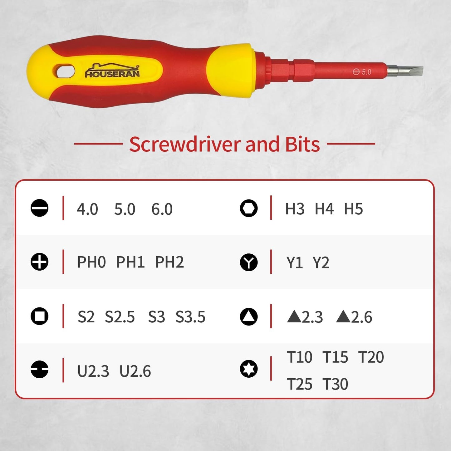 Electrical Screwdriver Set, Insulated Screwdriver, 26 Pcs | Magnetic Tip Electrician Tools Kit with Case, with Interchangeable Blades, Electrical Screwdriver for Men Household Repair