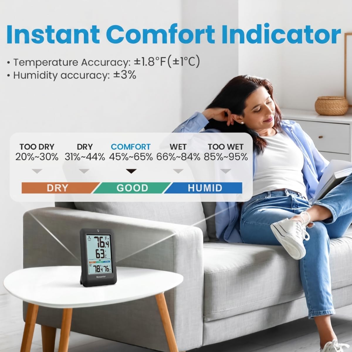 Newentor Indoor Outdoor Thermometer Wireless with 24H/48H/ALL-TIME High Low