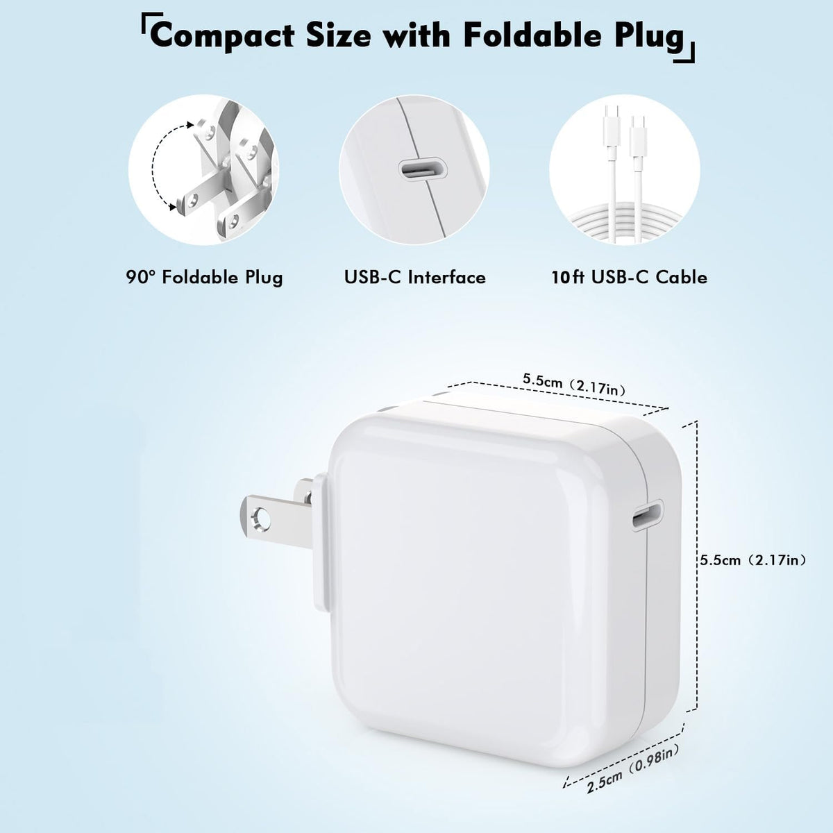 Mac Book Pro Charger - USB C Charger Fast Charger Power Adapter for USB C Port MacBook Pro/ MacBook Air 16 15 14 13 inch, New iPad Pro and All USB C Device, Included 10FT Long USB C to C Charger Cable