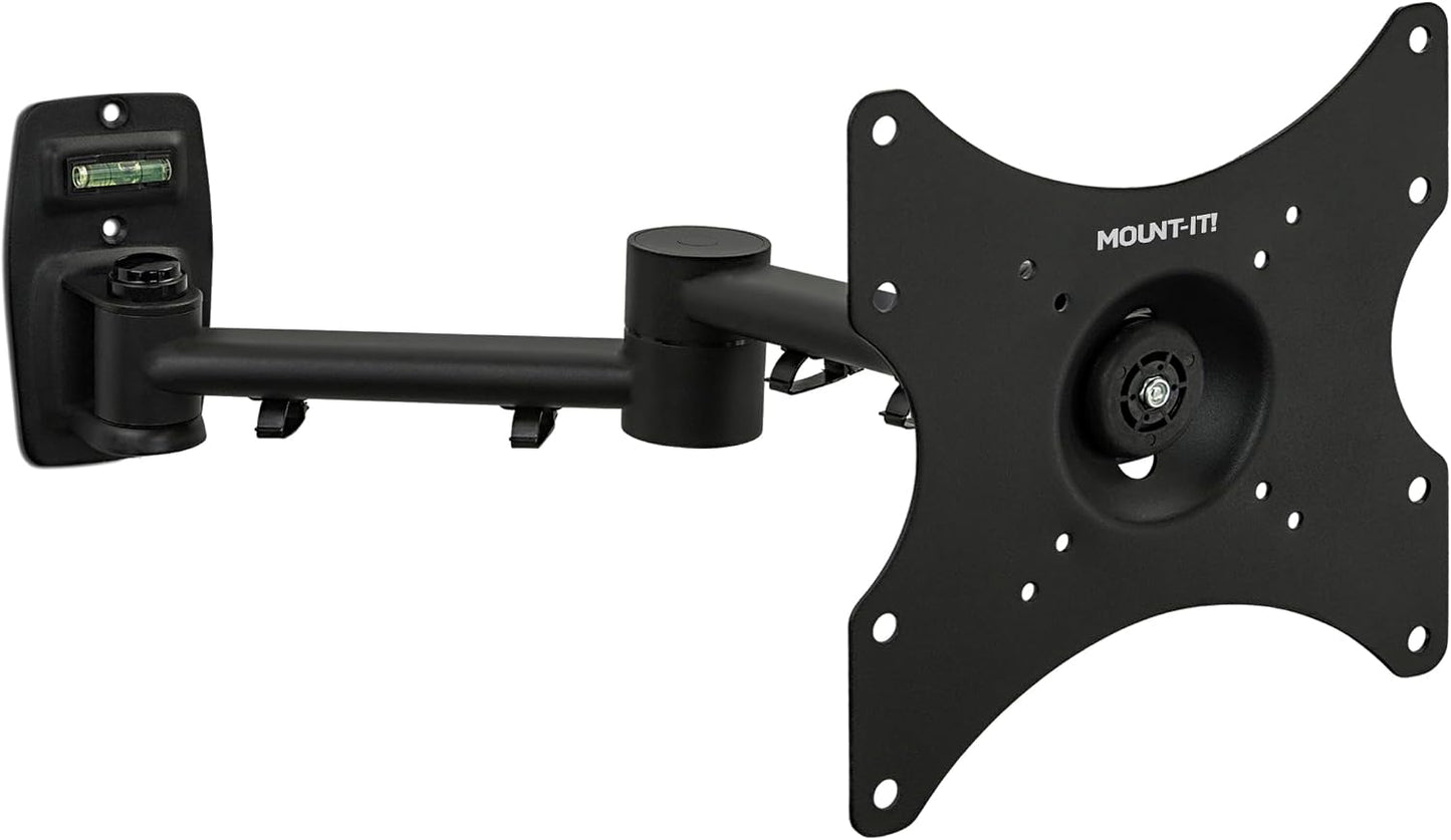 Mount-It! Full Motion TV Wall Mount Bracket for 13-42” Screens – 18" Articulating Arm, Quick Release Plate, Tilt Swivel Rotate, Anti-Theft Lock, Single Stud Install, Supports 44 lbs, VESA 75–200
