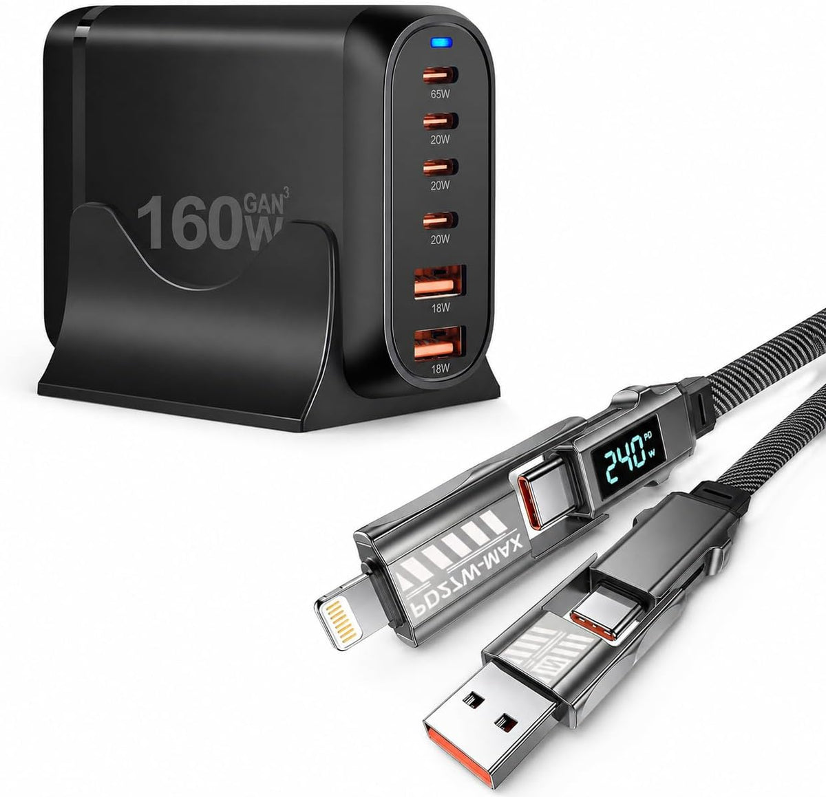 Famous Tech Shop 65W 45W USB C Laptop Charger for ThinkPad Chromebook Yoga IdeaPad ThinkBook, Fast Charging Type C Power Adapter with Cable for Laptop Tablet Smartphone