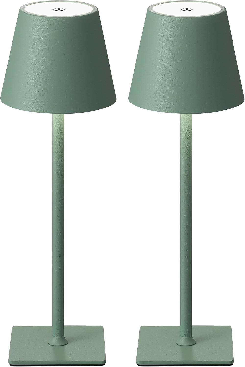 KDG 2 Pack Cordless Green Table Lamps, Rechargeable Portable LED Desk Lamps | 4000mAh Battery Operated 3 Color Stepless Dimming Up for Restaurant, Bedroom, Outdoor Party, Camping, Coffee Shop, Nightlight