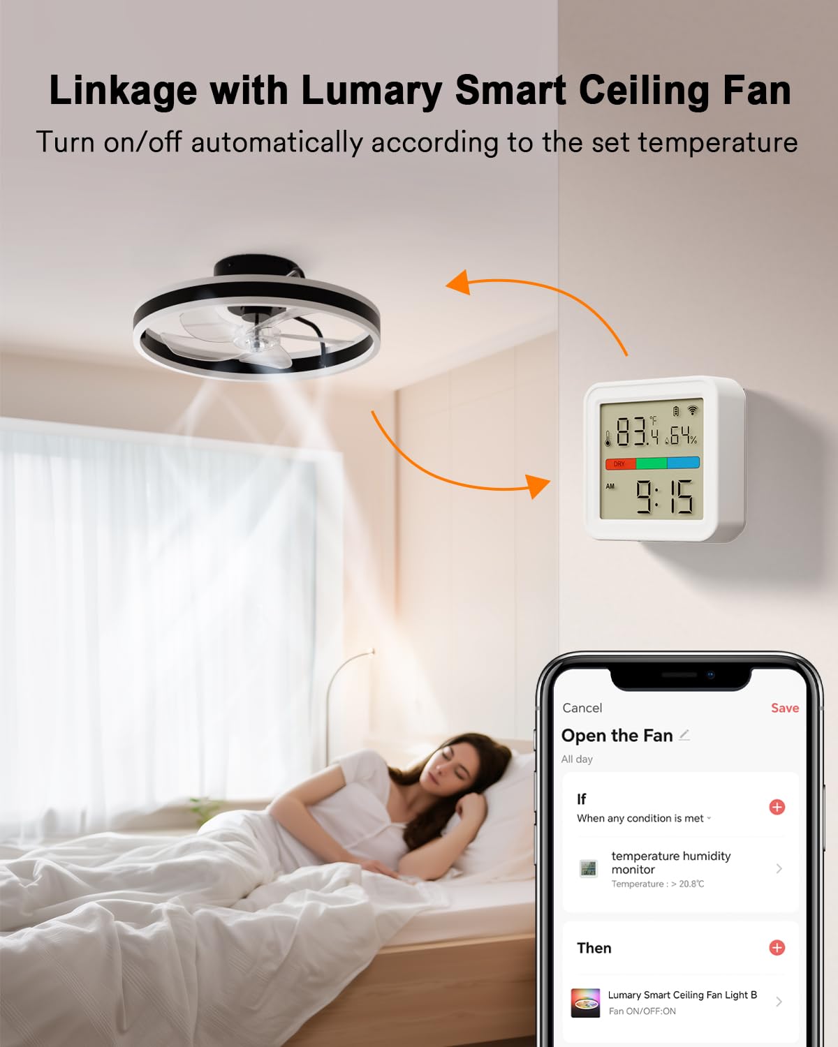 Lumary Smart Thermometer Hygrometer, WiFi & Bluetooth Indoor Temperature Humidity Sensor with App Alert, Led Display, Free Data Storage Export, Digital Remote Monitor for Home & Bedroom