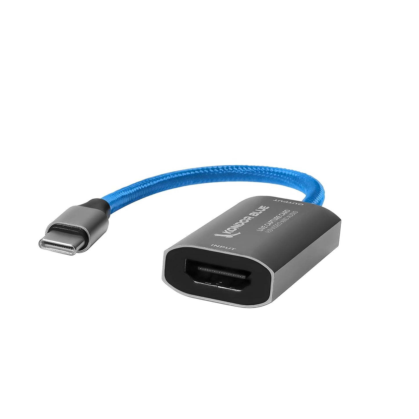 KONDOR BLUE | USB-C to HDMI Capture Card for Live Streaming – Video & Audio | Compatible with Zoom, Skype, OBS, ECamm, VLC, YouTube, Facebook, & Restream + More | Blue