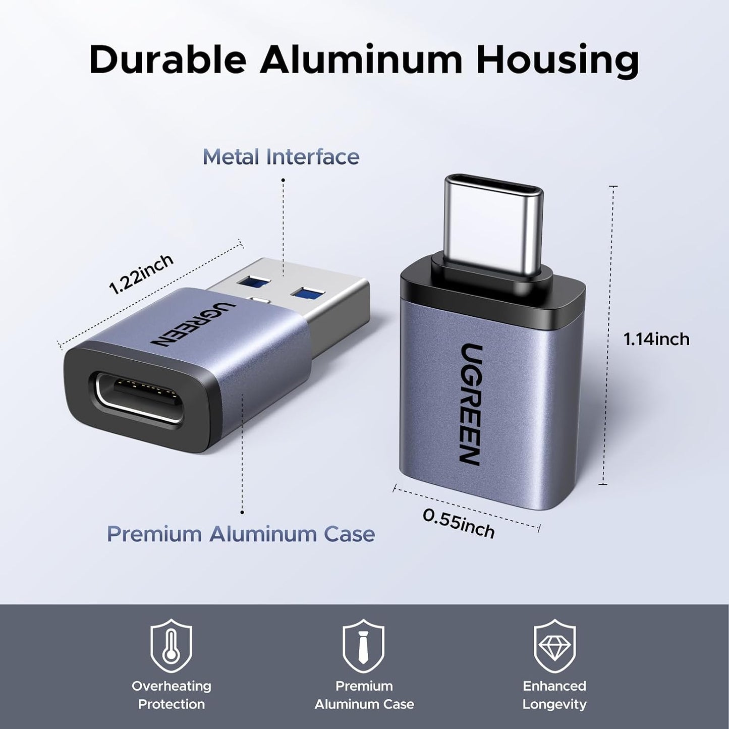 UGREEN USB to USB C Adapter Combo 4-Pack, 10Gbps Type C Converter | Data transfer & Fast charging for MacBook, iPhone 17/16/15, iPad, Samsung Galaxy, Apple Watch