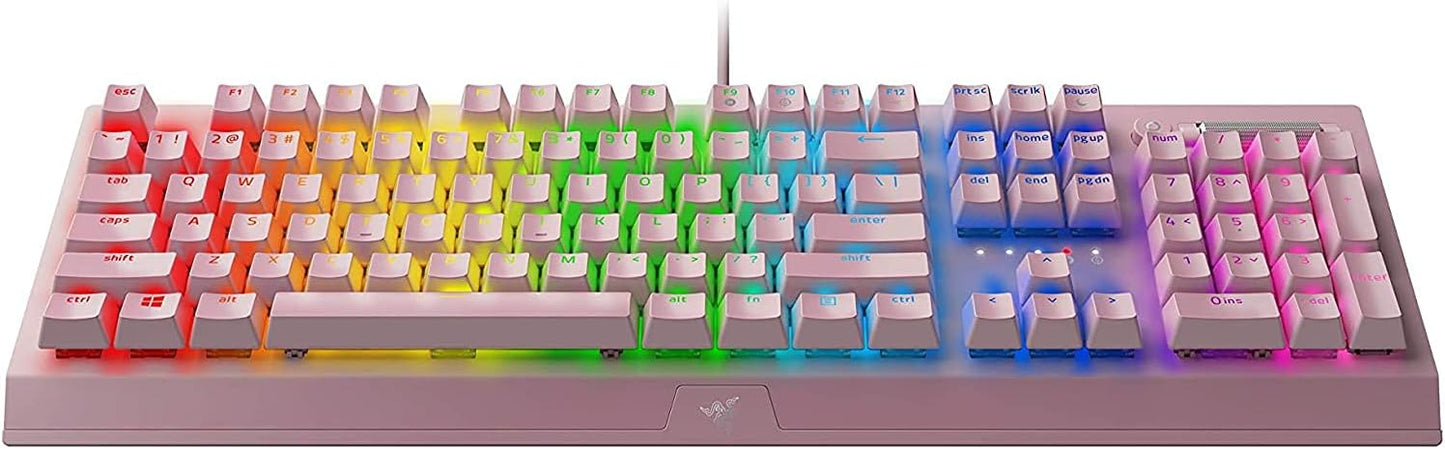 Razer BlackWidow V3 Mechanical Gaming Keyboard, Green Mechanical, Quartz | Tactile & Clicky, Chroma RGB Lighting, Compact Form Factor, Programmable Macro Functionality