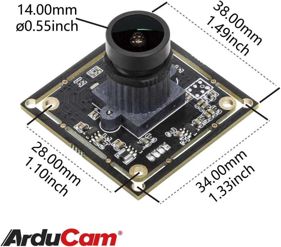 Arducam 1080P Low Light WDR Ultra Wide Angle USB Camera Module for Computer, 2MP CMOS IMX291 160 Degree Fisheye Mini UVC USB2.0 Webcam Board with Microphone, 3.3ft Cable for Windows Linux Mac OS