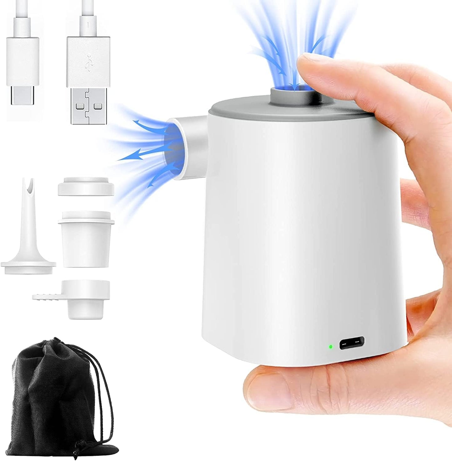 Mini Electric Air Pump for Inflatables, Ultra-Compact & Portable, Brushless Motor – Rapid Inflate & Deflate for Pool Floats, Air Mattresses, Swimming Rings, and Vacuum Storage Bags