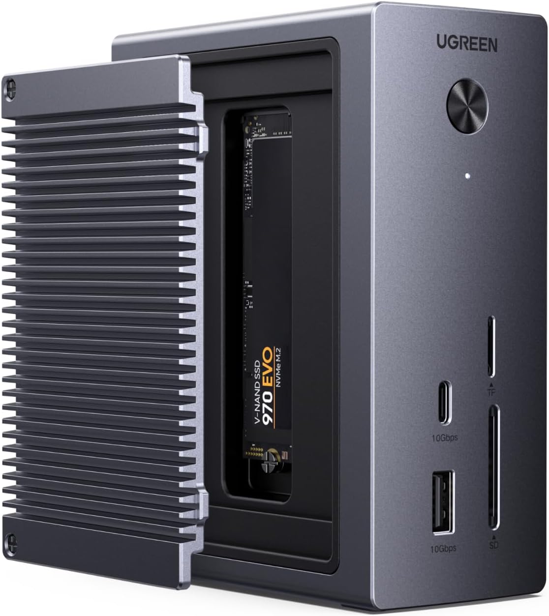 UGREEN Revodok NVMe 10-in-1 Docking Station 4K@60Hz HDMI | M.2 NVMe SSD Enclosure, 10Gbps USB-C/A, 100W PD Charging, Gigabit Ethernet, SD/TF for MacBook M5, Mac mini M4, Windows Laptop