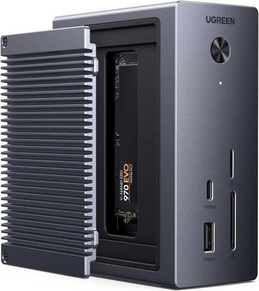 UGREEN Revodok NVMe 10-in-1 Docking Station 4K@60Hz HDMI | M.2 NVMe SSD Enclosure, 10Gbps USB-C/A, 100W PD Charging, Gigabit Ethernet, SD/TF for MacBook M5, Mac mini M4, Windows Laptop