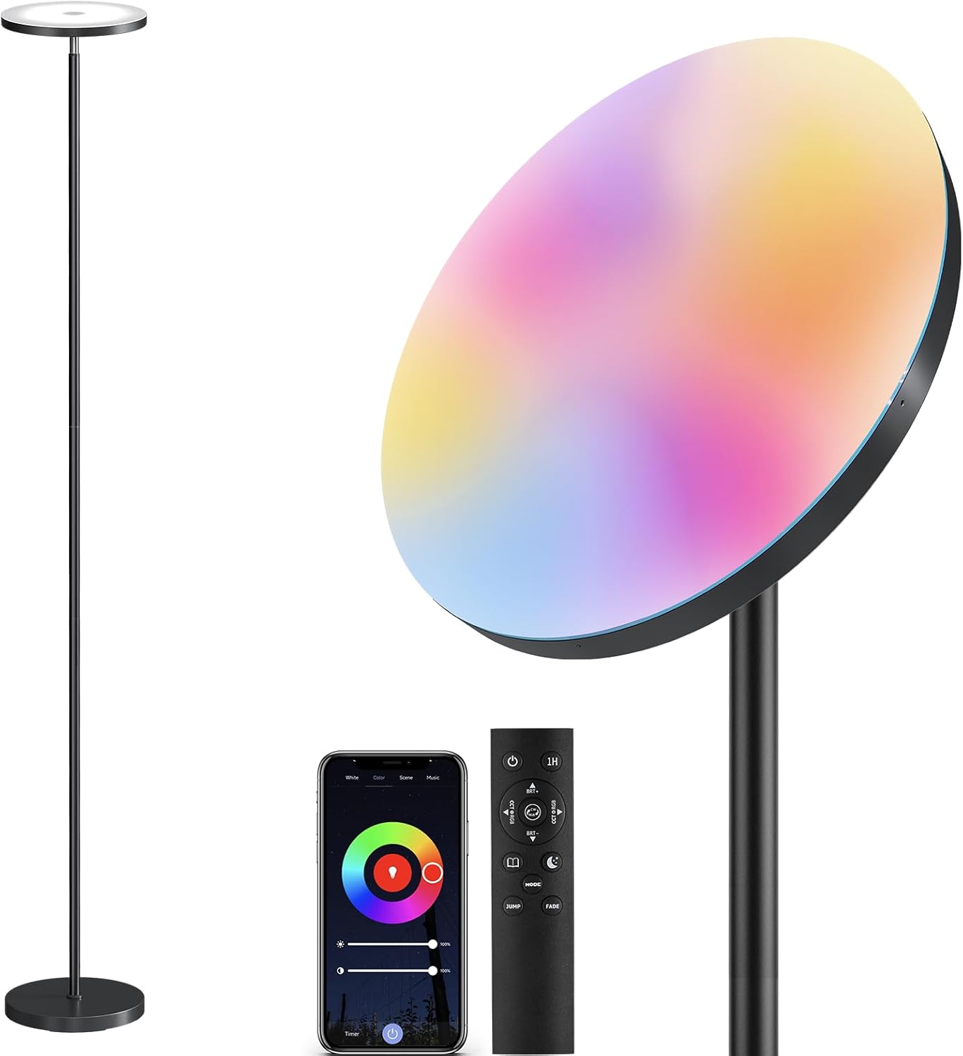 SUNMORY RGB Floor Lamps for Living Room, LED Lamp with APP Remote Control | 32W Bright LED Lights, Tall Standing Lamp with Stepless Dimmable, Modern Torchiere Corner Lamp for Bedroom, Gaming Room