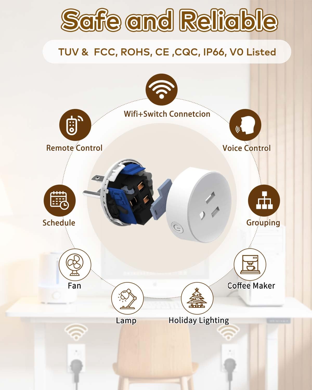 NineLeaf WiFi Smart Plug Remote,Wireless Remote Outlet with Decor Switch
