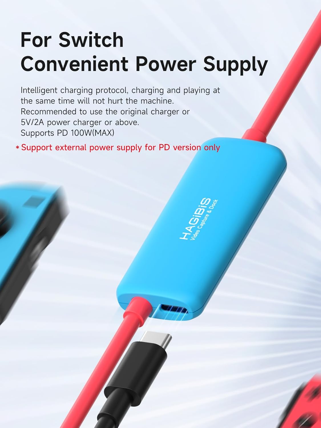 Hagibis USB3.0 Video Capture Card with 100W PD for Switch2, USB C to USB A/USB C 1080P@60fps 2K@30fps Live and Record Video Audio Game for Car Quest 3 VR PS4/5 ROG Ally Steam Deck (CC10P)
