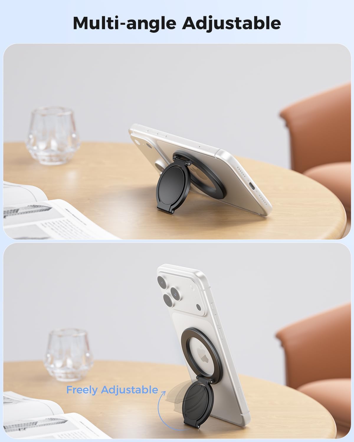 SUPERONE Dual-Sided Magnetic Ring Holder for Gym MagSafe Stand & Phone Grip | Ring holder & Kickstand for iPhone 17/16/15/14/13/12 MagSafe Dual magnets stick to gym equipment, car mounts & metal surfaces