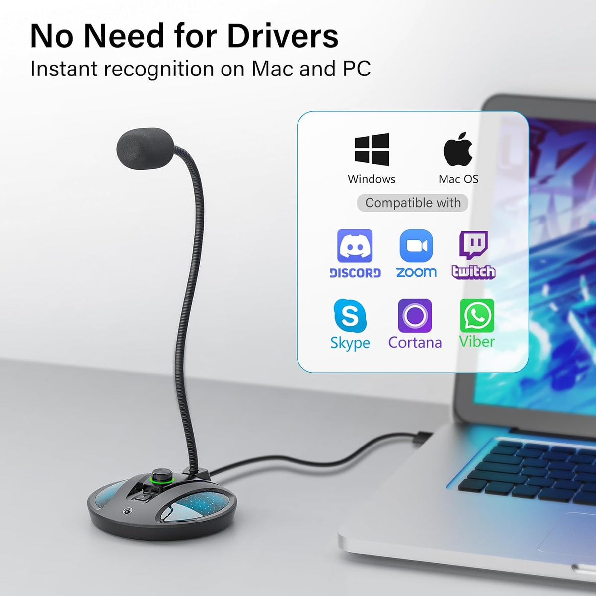 Plug & Play USB Microphone for PC, Desktop Condenser Mic | cardioid mic with noise reduction. Mute button. For podcasting, streaming, gaming. Works with Windows, Mac.