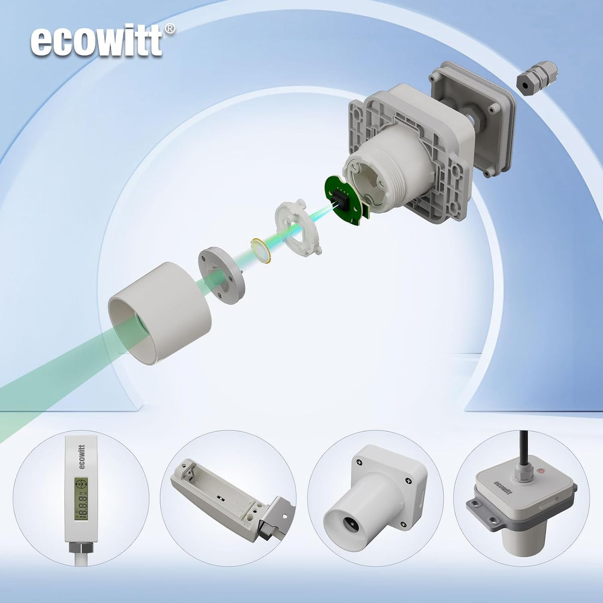 ECOWITT LDS01 Laser Distance Measuring Meter for Water Level, Snow Depth Measurement, Class 1, 915 MHz