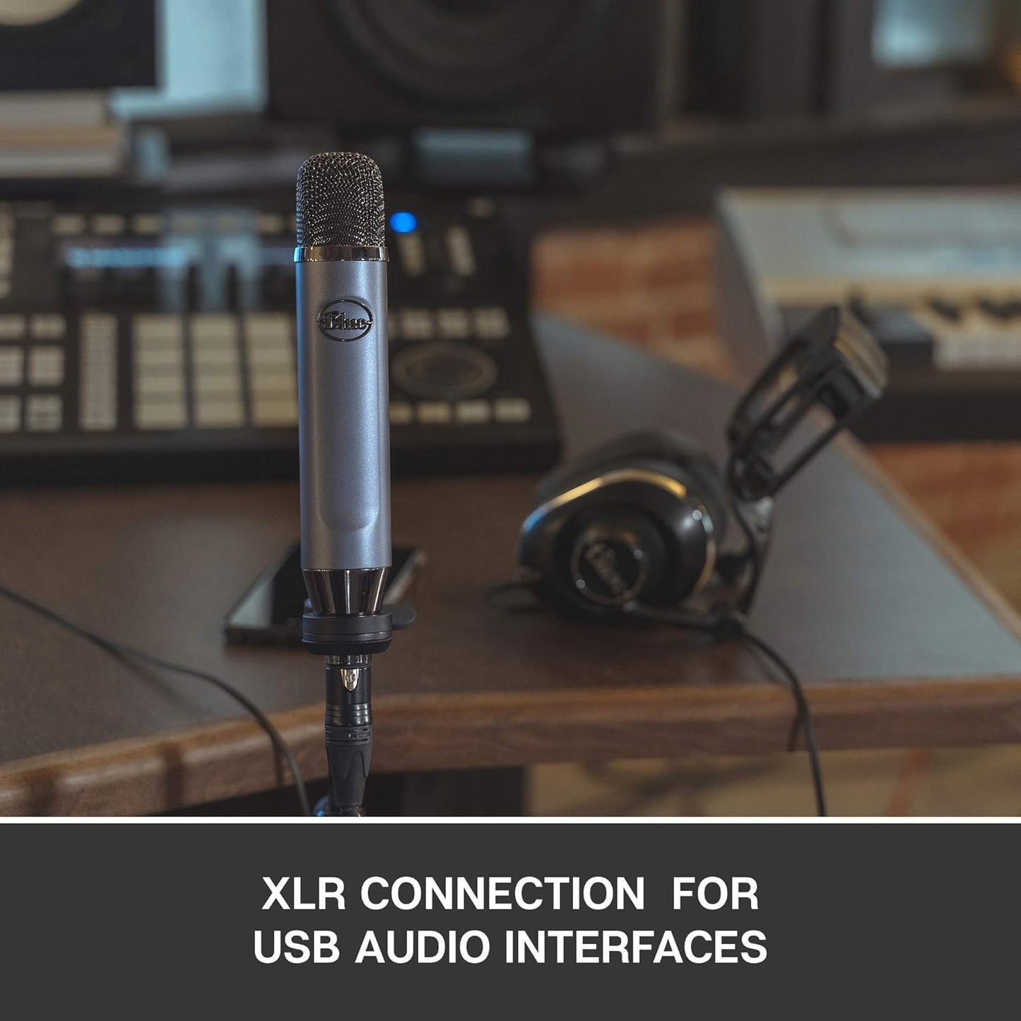 Logitech Blue Ember XLR Condenser Mic for Recording and Streaming, Custom Cardioid Capsule and Mic Stand Mount, Gray (Renewed)