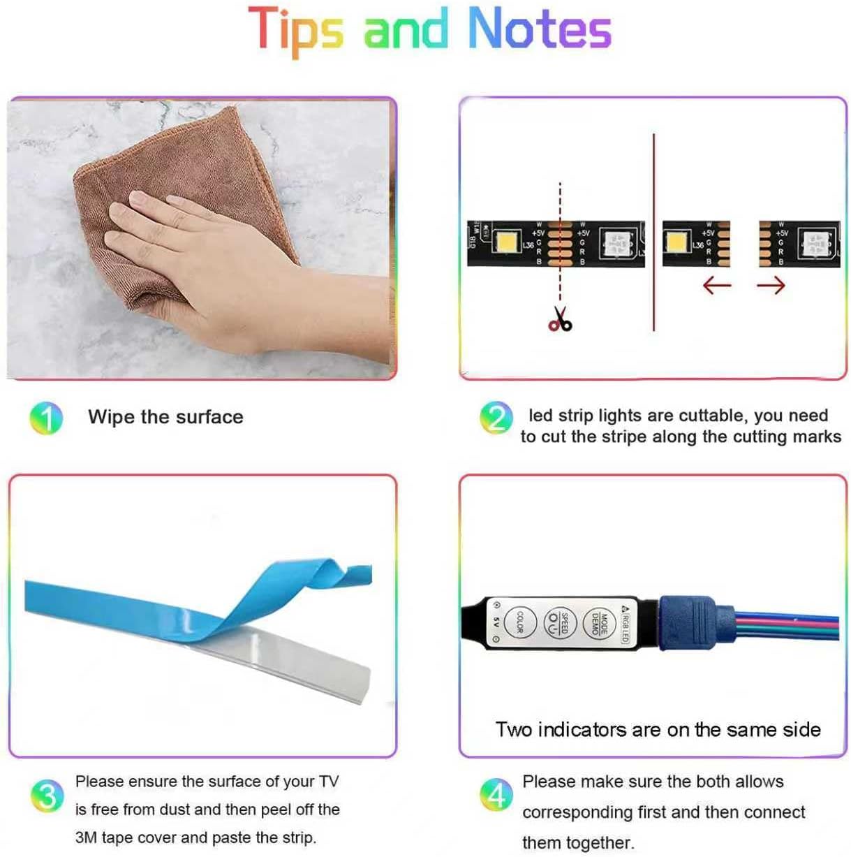 Two Sets 13.2ft Battery Powered LED Strip Lights, RGB Color Changing LED Lights with 3-Key Controller, AA Battery Operated Flexible Light Strip for Bedroom, TV Backlight, Closet, Camping(2)