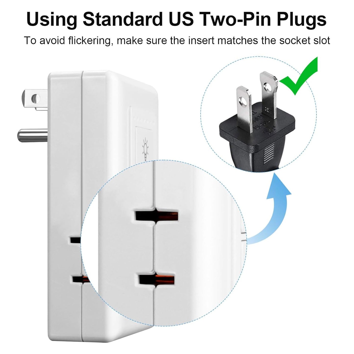 Smart Plug-in Dimmer, Wireless Dimmer Plug with Remote, 2.4GHz Dual Outlets Switch for Lamp Compatible with Alexa, for Dimmable LED, CFL, Incandescent and Halogen Lamps