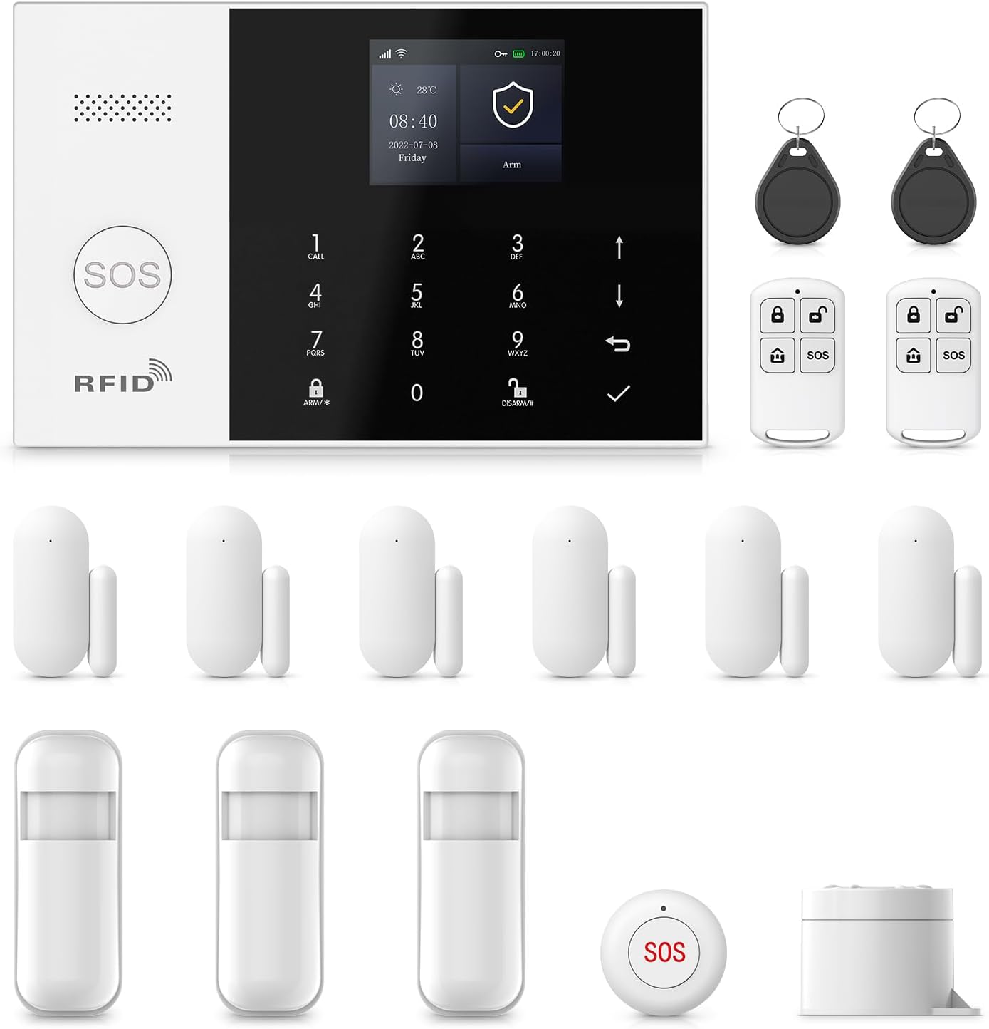 Home Alarm System Wireless,16Pcs WiFi+4G with Phone App & Remote Control Alarm System,Door/Window Sensors,Motion Detectors,for Smart Life or Tuya APP,Compatible with Alexa NO Monthly Fees