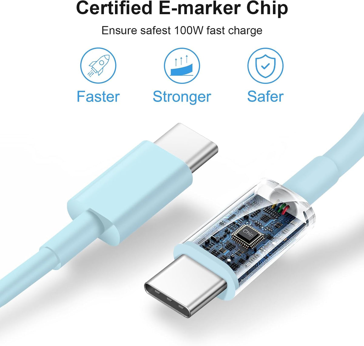 iPhone 17 16 15 Charger Fast Charging USB C Charger Block Type C Chargers Charging Block with 3 Pack 10FT Cable for iPhone 17/17 Plus/17 Pro Max/16/16 Plus/16 Pro Max/15 Pro Max/iPad Pro(Blue)