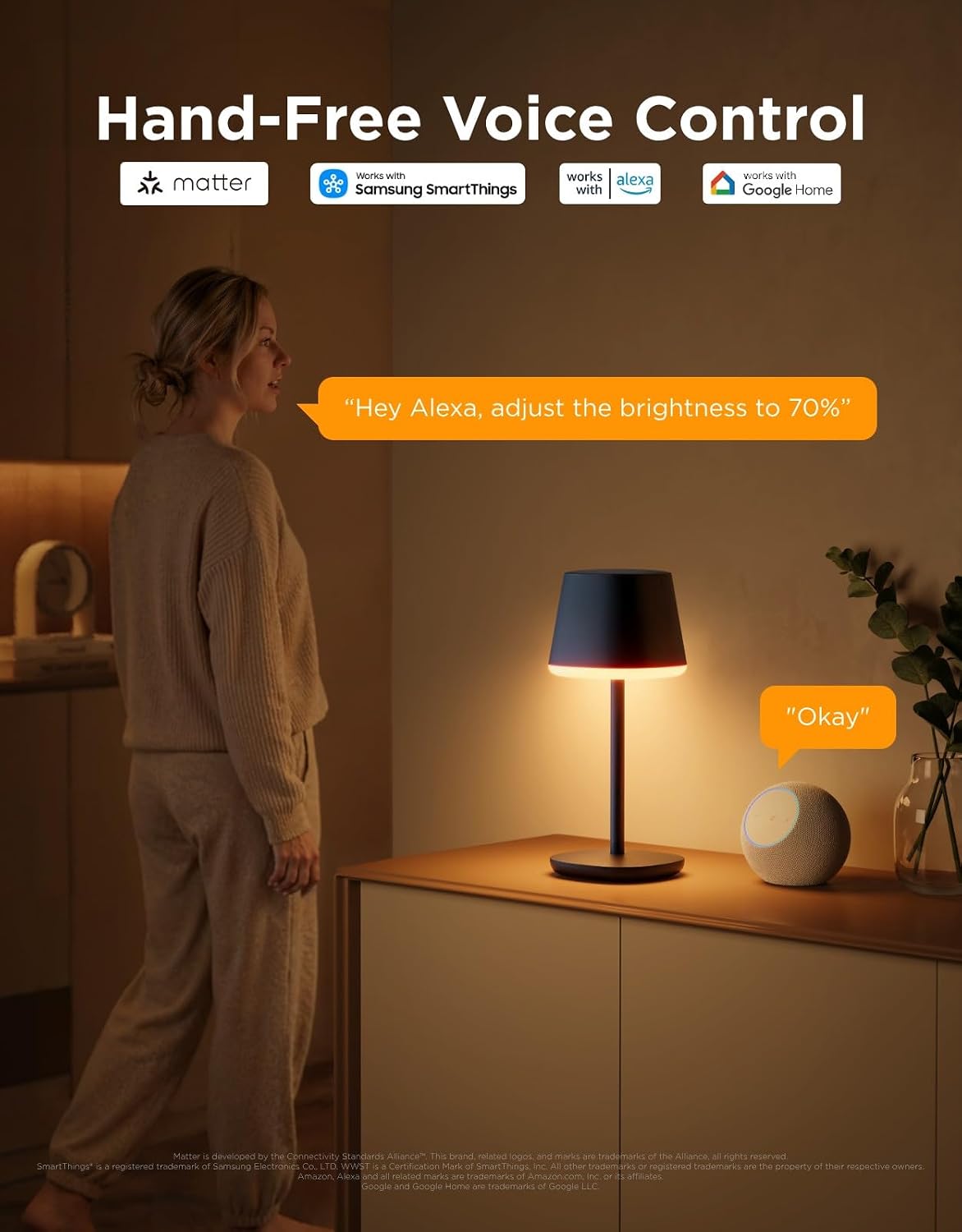 Govee Smart Cordless Table Lamp Classic (No Adapter), RGBIC Desk Lamp | Rechargeable Table Lamp for Bedroom, Living Room, Portable Lamp Works with Matter, Bedside Lamp with 72 Scenes Modes, 500lm