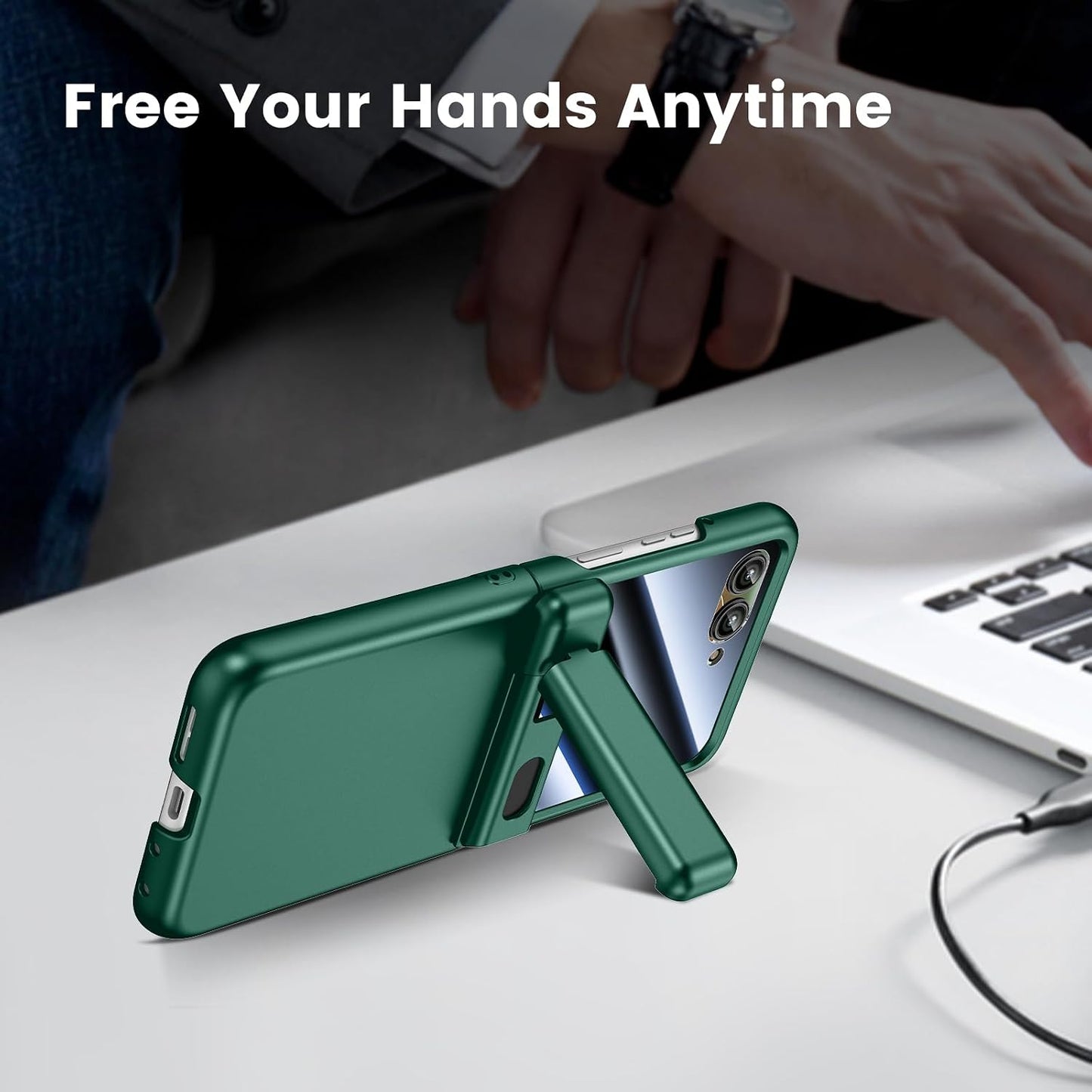 VEGO for Motorola Razr 2026/2025/2024 Case, Compatible with MagSafe | Hinge Protection & Kickstand & Privacy Screen Protector, Magnetic Slim Hard PC Protective Cover for Moto Razr 2026 - Green