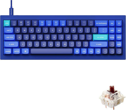 Keychron Q7 Wired Custom Mechanical Keyboard, 70% Layout QMK/VIA Programmable Macro with Hot-swappable Gateron G Pro Brown Switch Double Gasket Compatible with Mac Windows Linux (Blue)