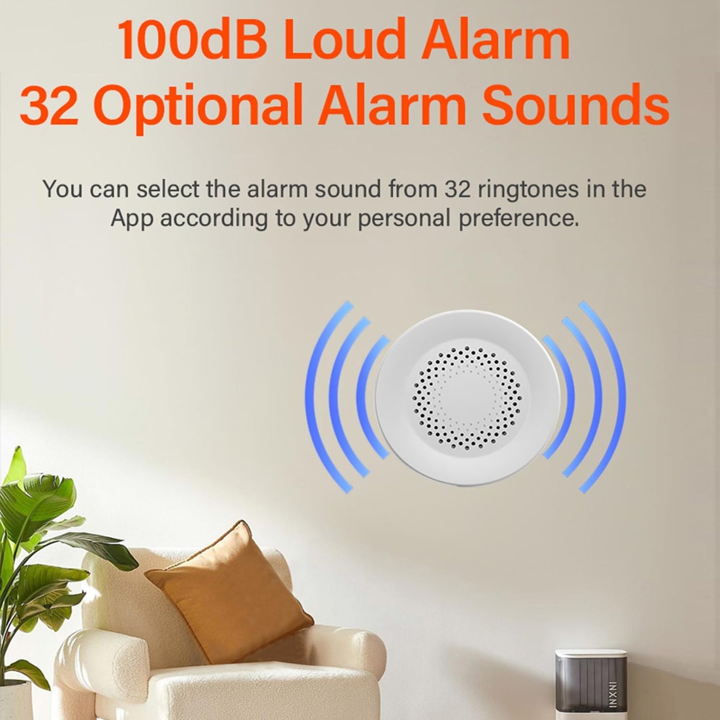 WiFi Siren Alarm: Wireless Burglar Alarm for Home Security and Smart Home Automation, 100dB Sounder, Tuya App Control, No Hub Required, Compatible with Alexa, Google Assistant