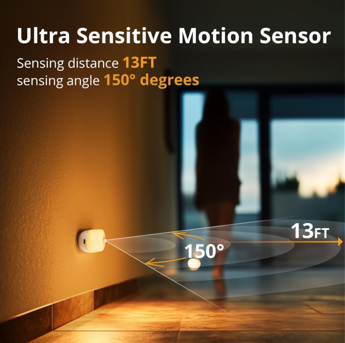 Lyridz Rechargeable Night Light with Motion Sensor, 3-Pack