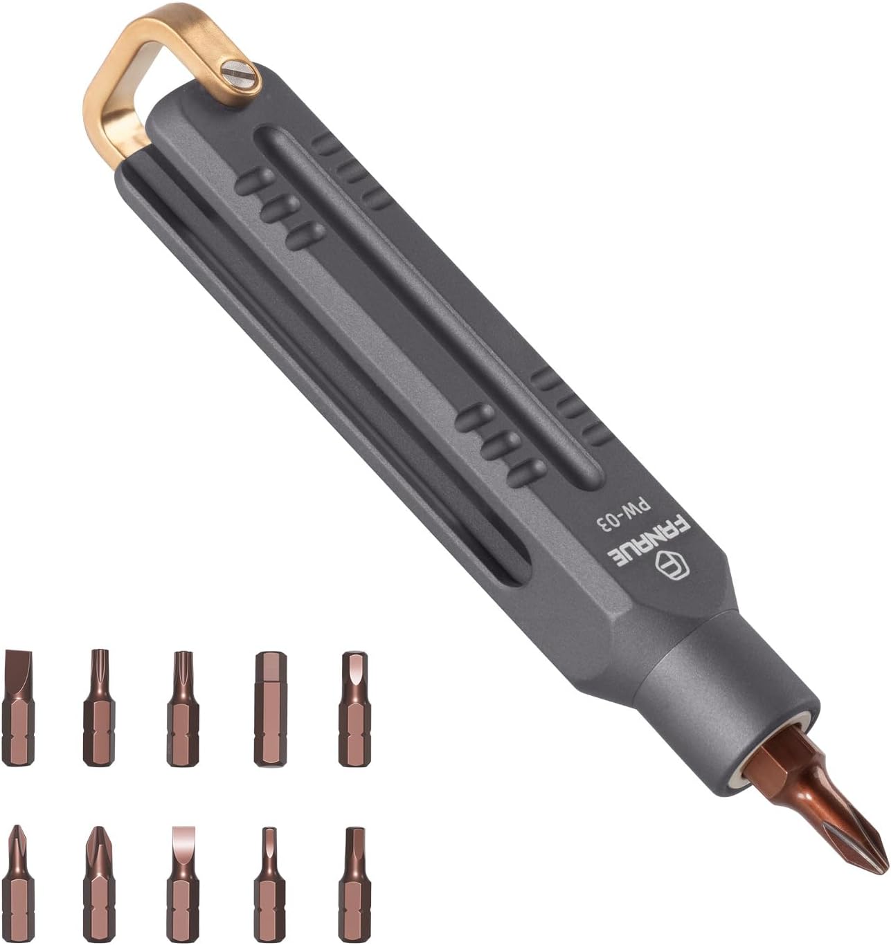 FANAUE EDC Precision Screwdriver Set, Magnetic Mini Screw Driver with 10 S2 Steel Bits & Portable Aluminum Handle, Compact Multi-Bit Pocket Tool for Electronics, Household Fixes, and DIY Projects