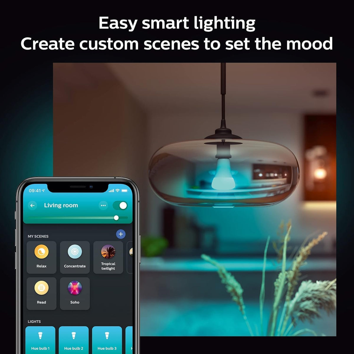 Philips Hue Smart LED A21 Bulb, White and Color Ambiance, E26 Base, 13.5W, Full Spectrum Light 1000K-20000K, 1600 Lumens, Dimmable, Compatible with Alexa, Google Assistant, and Apple Home, 1 Pack