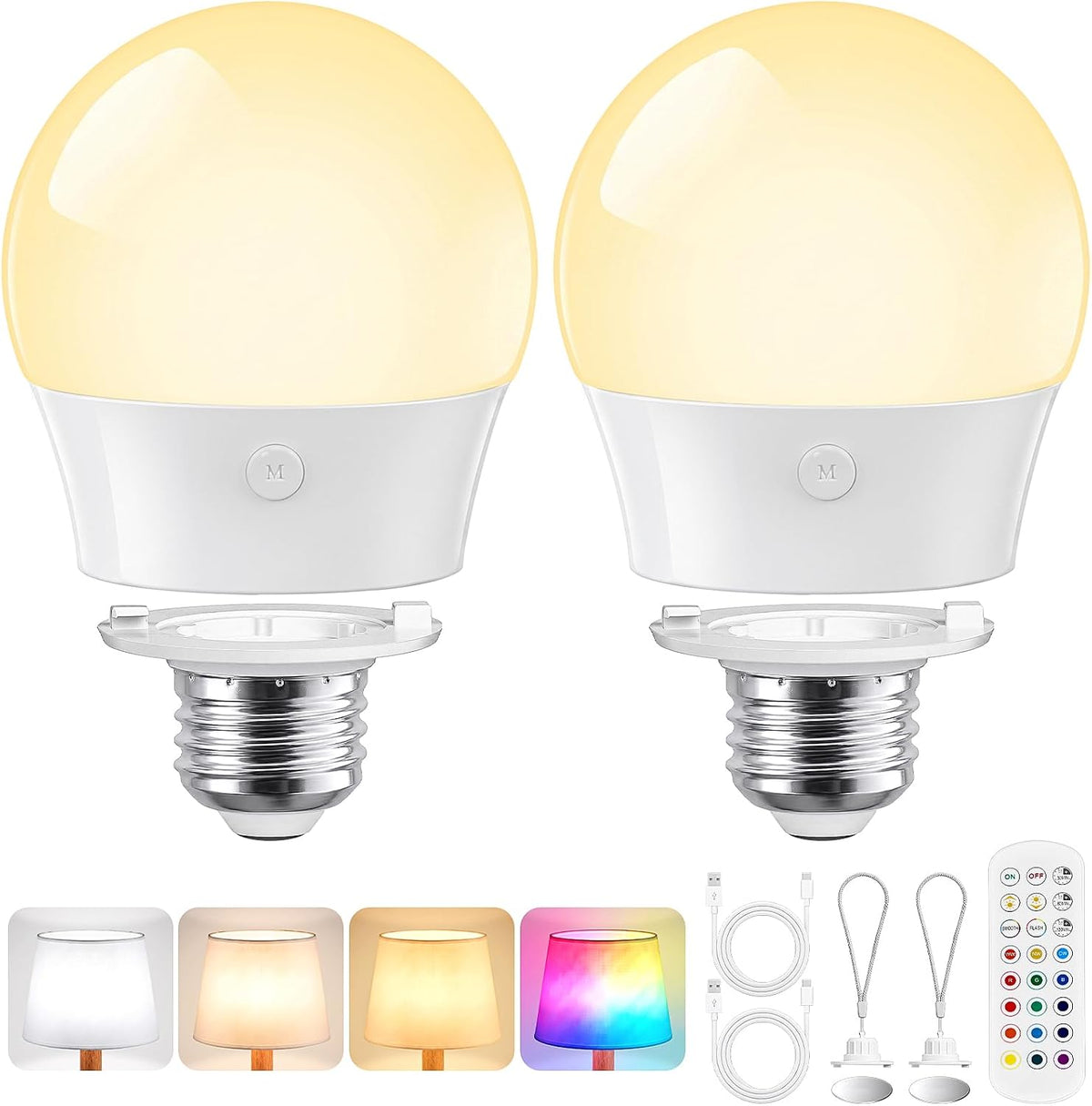 Yochoice E26 Rechargeable Light Bulbs with Remote, Battery Operated Bulbs