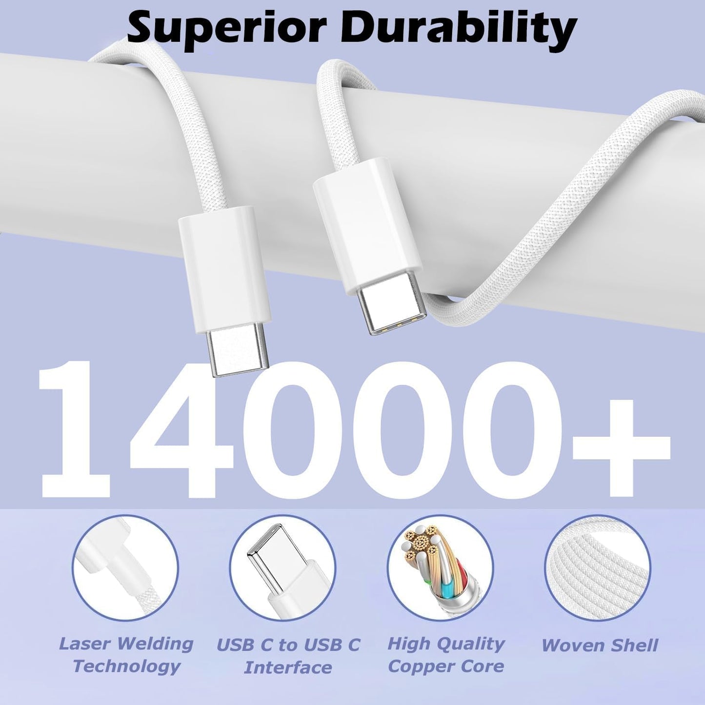 [Apple MFi Certified] iPhone Air/17 Charger,USB C Fast Charging 2Pack 20W Apple Charger Type C Block 6FT USB C to C Woven Cable for iPhone 17 Pro Max/16 Plus/16 Pro Max/15 Pro Max,iPad Pro/Air/AirPods