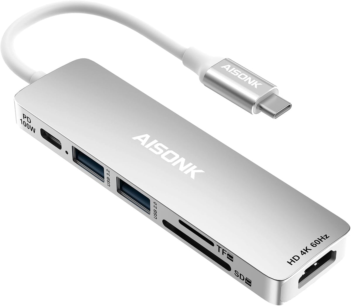 USB C Hub, 4K@60Hz C to HDTV Multiport Hub Adapter, 100W PD, 10Gb/s USB 3.2