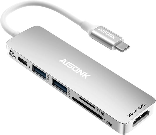USB C Hub, 4K@60Hz C to HDTV Multiport Hub Adapter, 100W PD, 10Gb/s USB 3.2