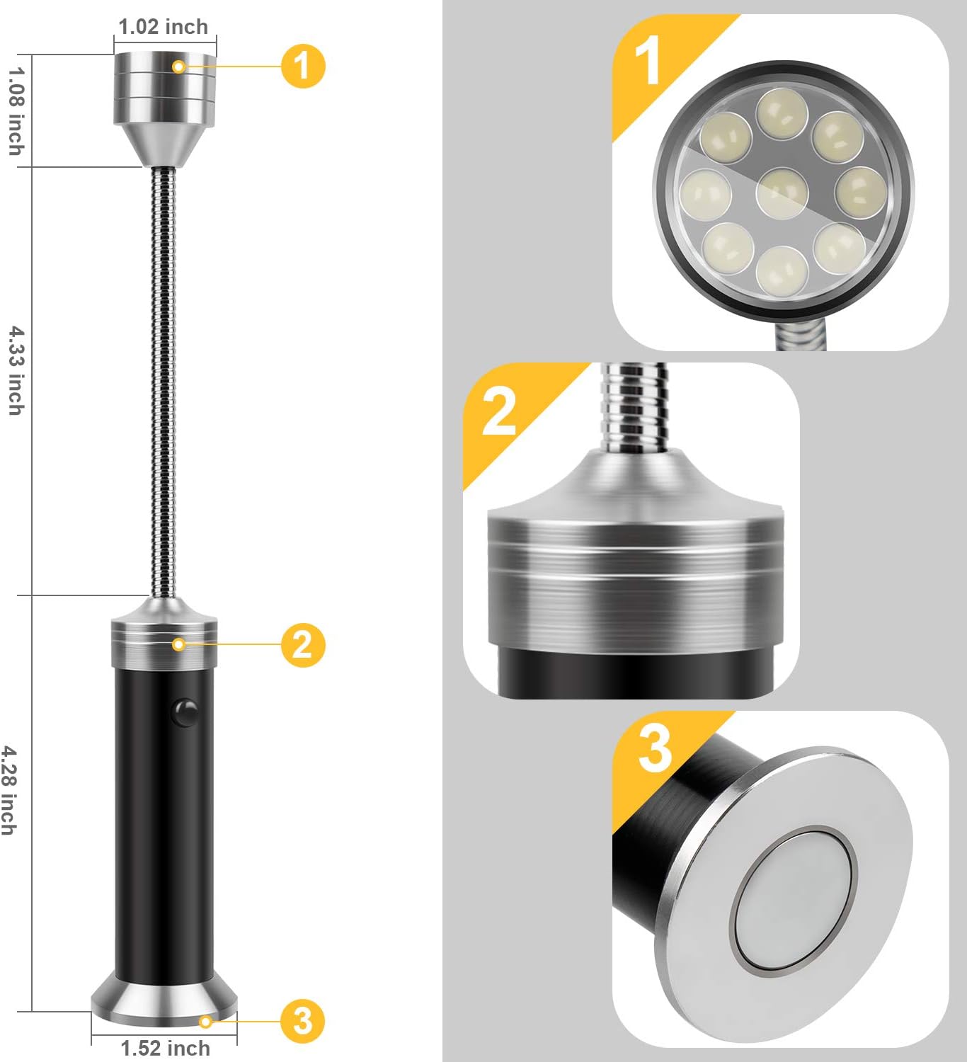 Barbecue Grill Light for Outdoor Grill, Super-Bright Led BBQ Lights, Gifts for Men, Traeger Pit Boss Smoker Grill Accessories,Batteries Included