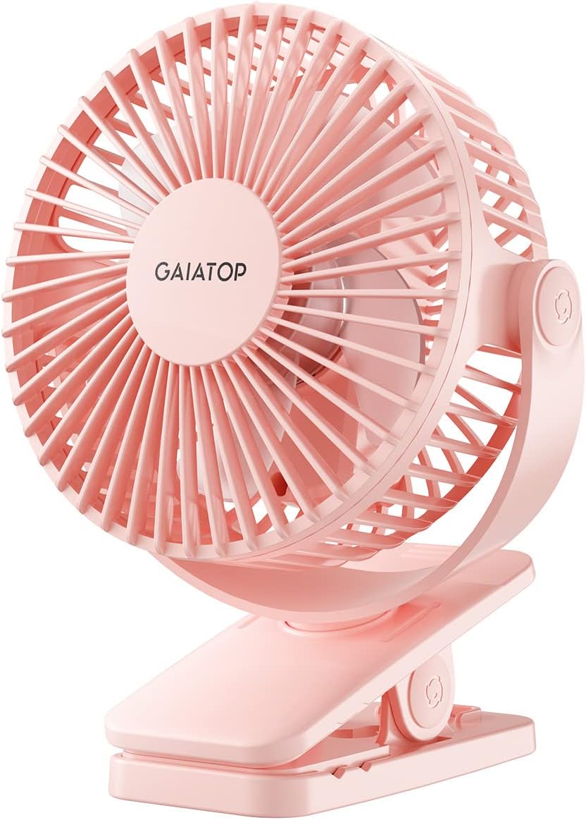Gaiatop Portable Clip on Fan, Mini Personal Quiet Rechargeable Fan | Battery Operated, Small 3 Speed 360° Rotate, Cooling for Desk Table Home Office Stroller Camping Women Gifts Black Blue