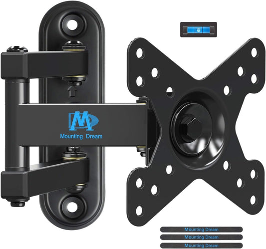Mounting Dream UL Listed Full Motion Monitor Wall Mount TV Bracket for 10-26 Inch LED, LCD Flat Screen TVs and Monitors, TV Mount with Swivel Articulating Arm, Up to VESA 100x100mm and 33LBS MD2463