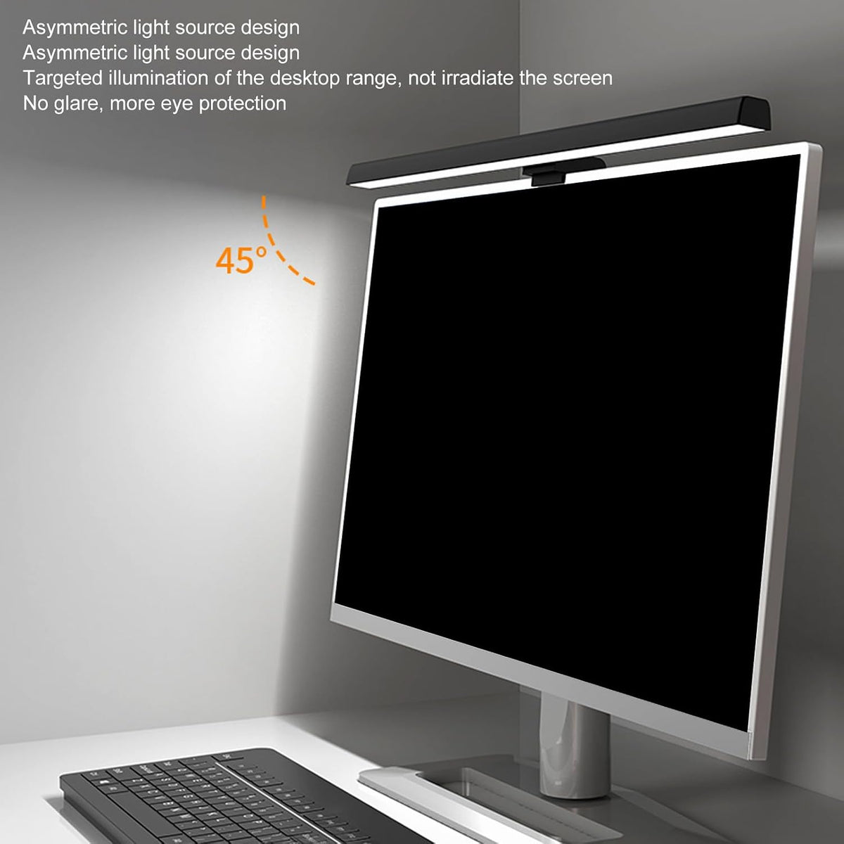 Computer Monitor Lamp, Screen Anti Blue Light Bar, 3 Color Temp Infinite Dimming Eye Light with Touch Control (White)