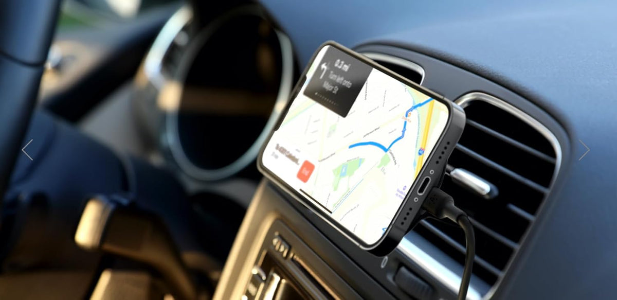 Belkin 10W Magnetic Wireless Car Charger, Vent Phone Mount | iPhone 17/16/15/14 compatible, Pixel 10, power adapter included, hands-free driving, air vent mount