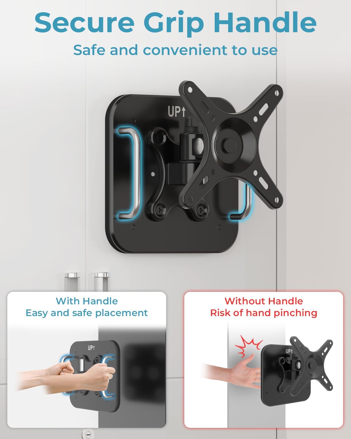 Magnetic Monitor Mount for 13"to 34”Screen Adjustable 360° Rotate Monitor Holder for Metal Surface with Handle Hold Up to 22LBS 75x75 or 100x100 VESA Screen Mounting Bracket for Metal Cabinet, Fridge