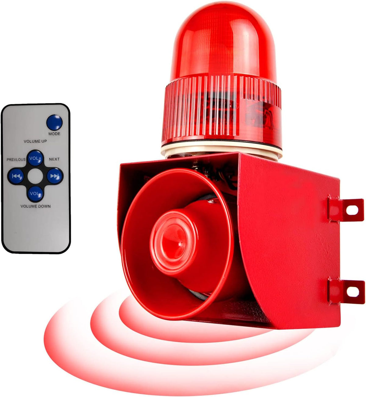 Motion Sensor Alarm Siren Waterproof 25 Watts LED Strobe Sirens with 120dB Volume Horn 12 Tones Adjustable for Warhouse, Factory and School AC380V SLA-01W