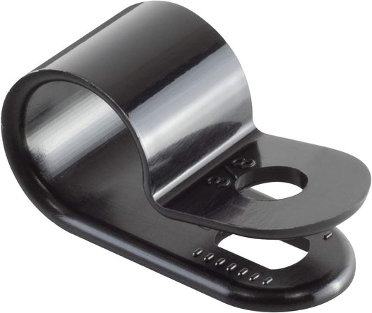 GTSE Black Nylon Plastic Cable Clamps, 3/8" Screw Mounts for Cable, Rope, Tube Management, 100 Pack