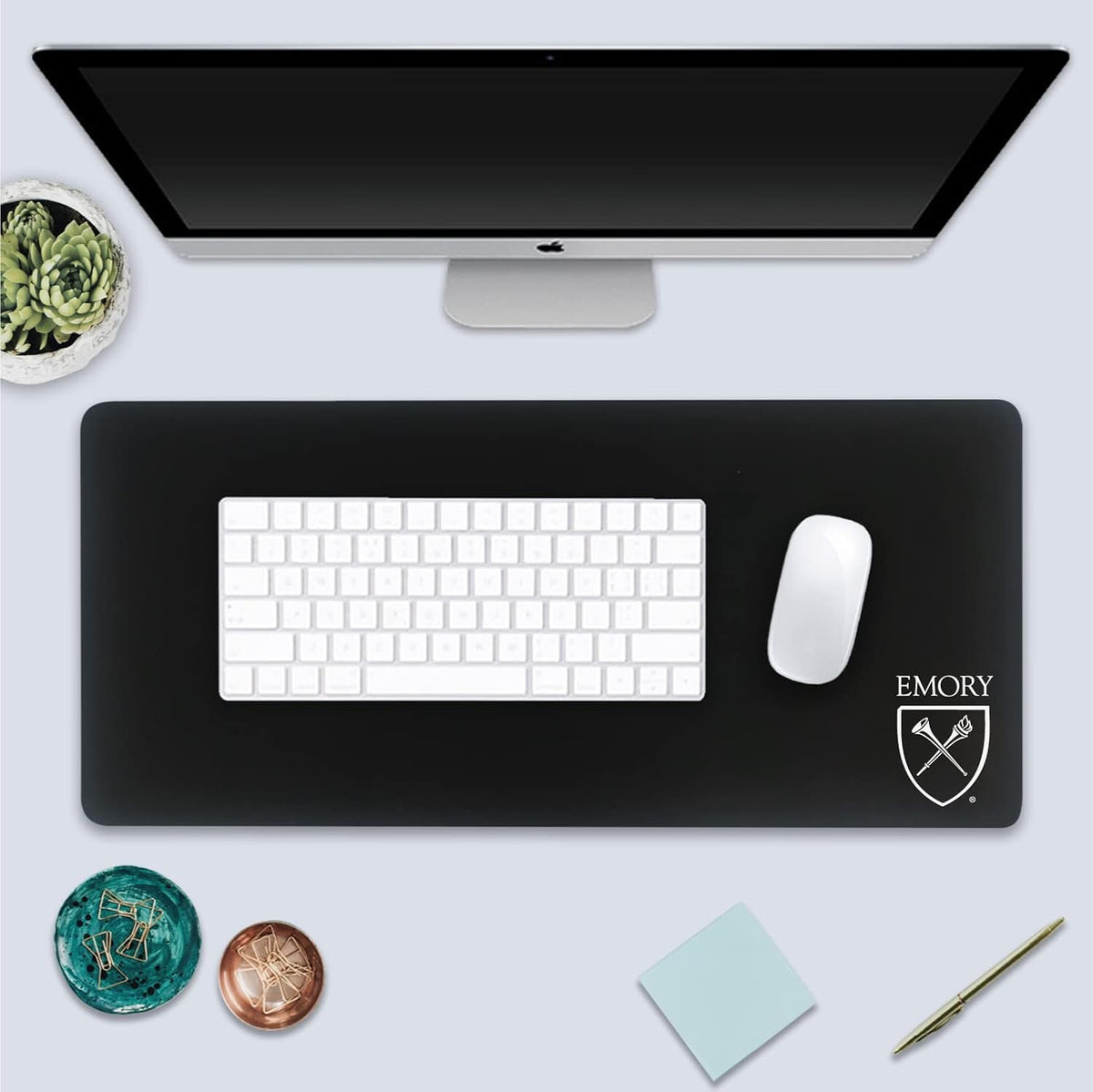 OTM Essentials Emory University Classic Cloth Desk Mat, Durable Office Supplies, Non-Slip Base, Responsive Desk Pad with Smooth Cloth Surface, Black