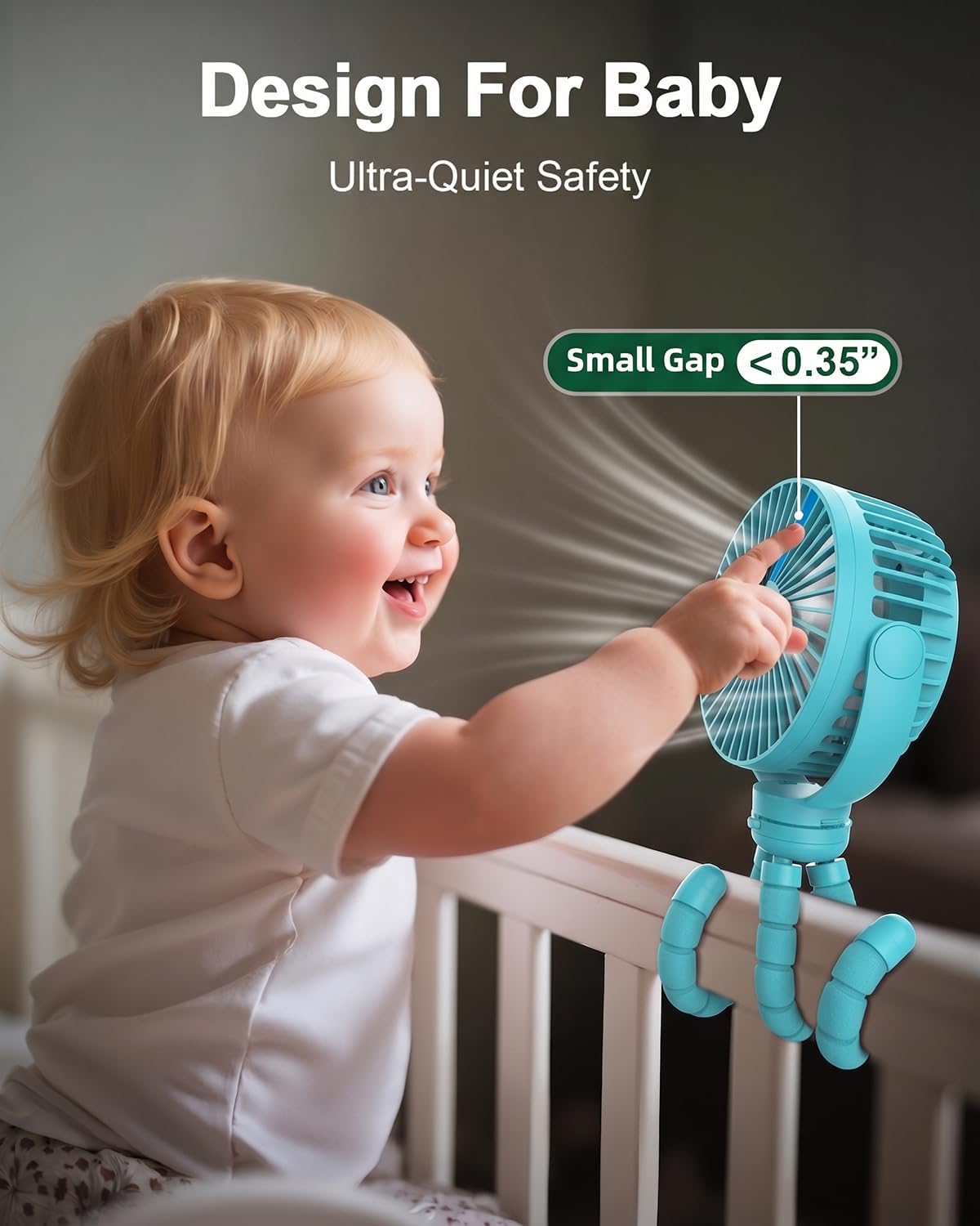 FRIZCOL Portable Stroller Fan, Use As Power Bank, 65H 12000mAh Battery Operated Fan Flexible Tripod Baby Car Seat Fans with Timming, Personal Mini Handheld/Desk/Small Clip On Fans For Stroller