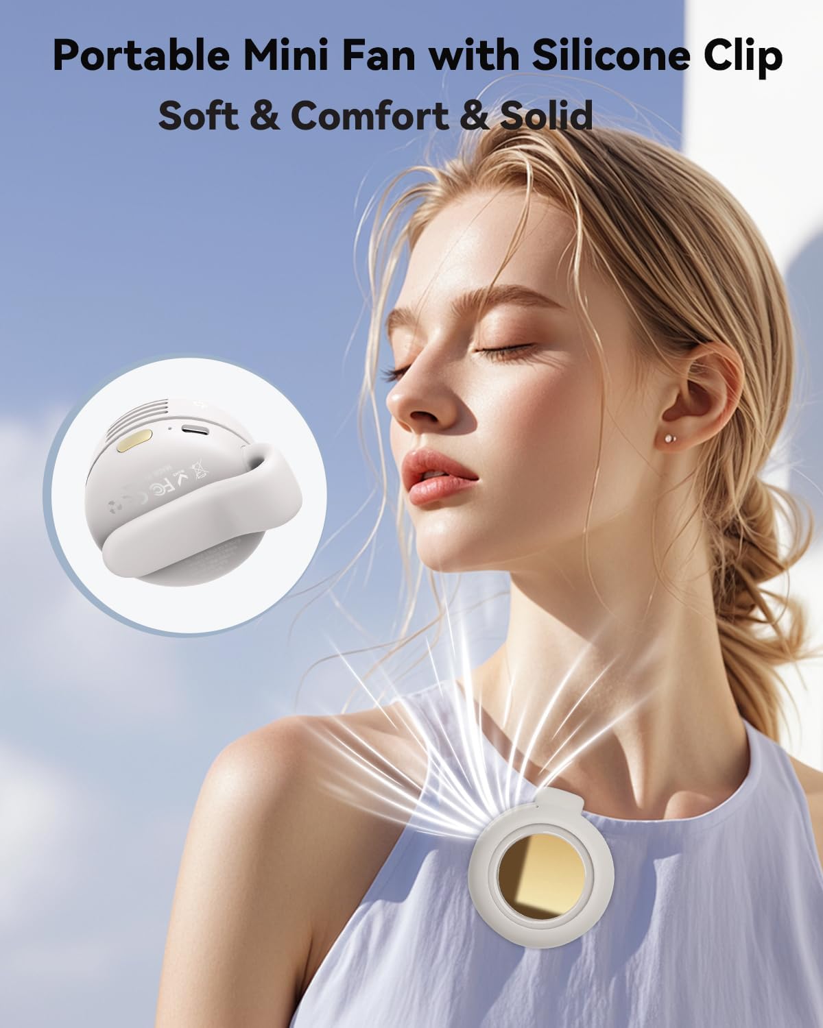Portable Silent Mini Bladeless Fan Clip On, Small Fan Clip on for Shirt & Waist, Adjustable 3-Speed Suspended Whirlwind Fans, For Outdoor & Travel & Office, Travel Accessories, Gift